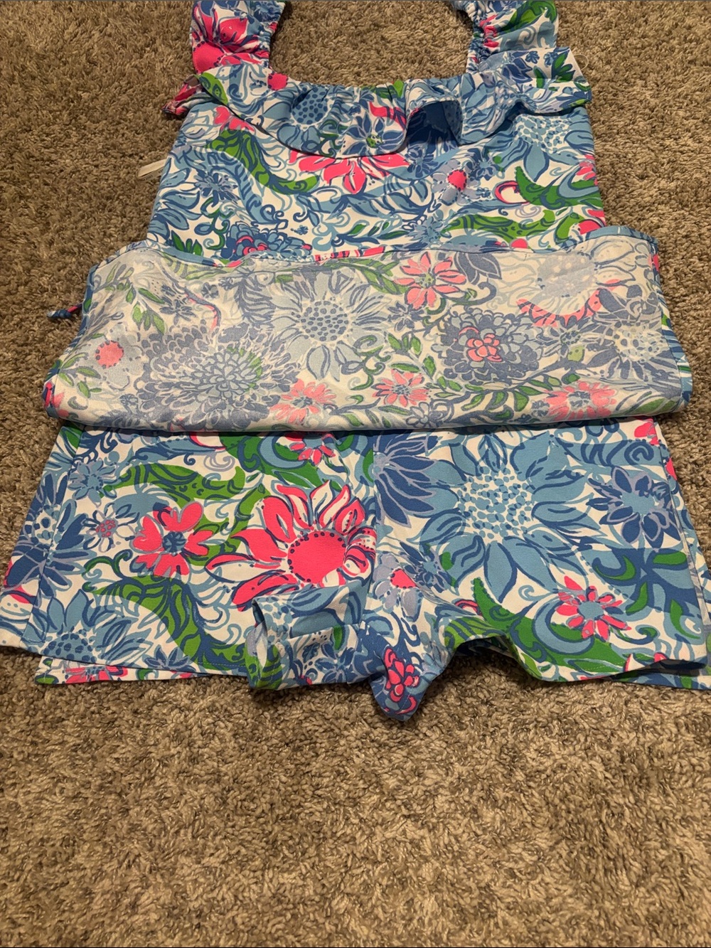 NWT Lilly Pulitzer Zoya Ruffle Romper in Frenchie Blue Suns Out 10 - Picture 5 of 11